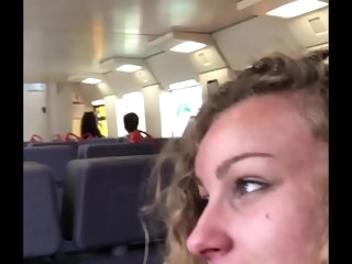 Angel Emily public blowjob in the train and cumswallowing !!